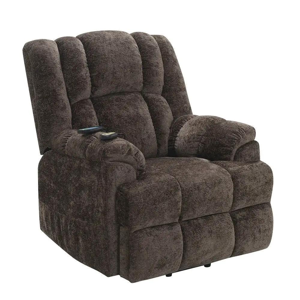 Pacay - Power Recliner With Lift & Heating & Massage - Brown Chenille by Unique Piece Furniture
