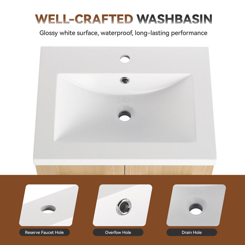 Floating Bathroom Vanity With Sink, Wall Mounted Double Door Storage by HouseOfZazla