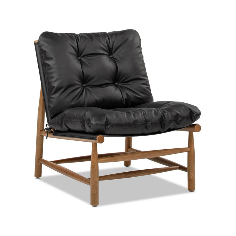 Oxford Leather Mid-Century Modern Accent Chair - Noir Black by HouseOfZazla