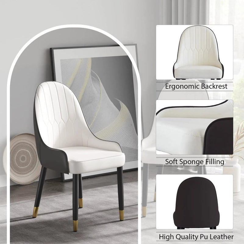 Modern Sponge-Filled Dining Chair, Solid Wood Metal Legs, Suitable For Restaurants, Living Rooms And Rooms (Set of 2) by Unique Piece Furniture