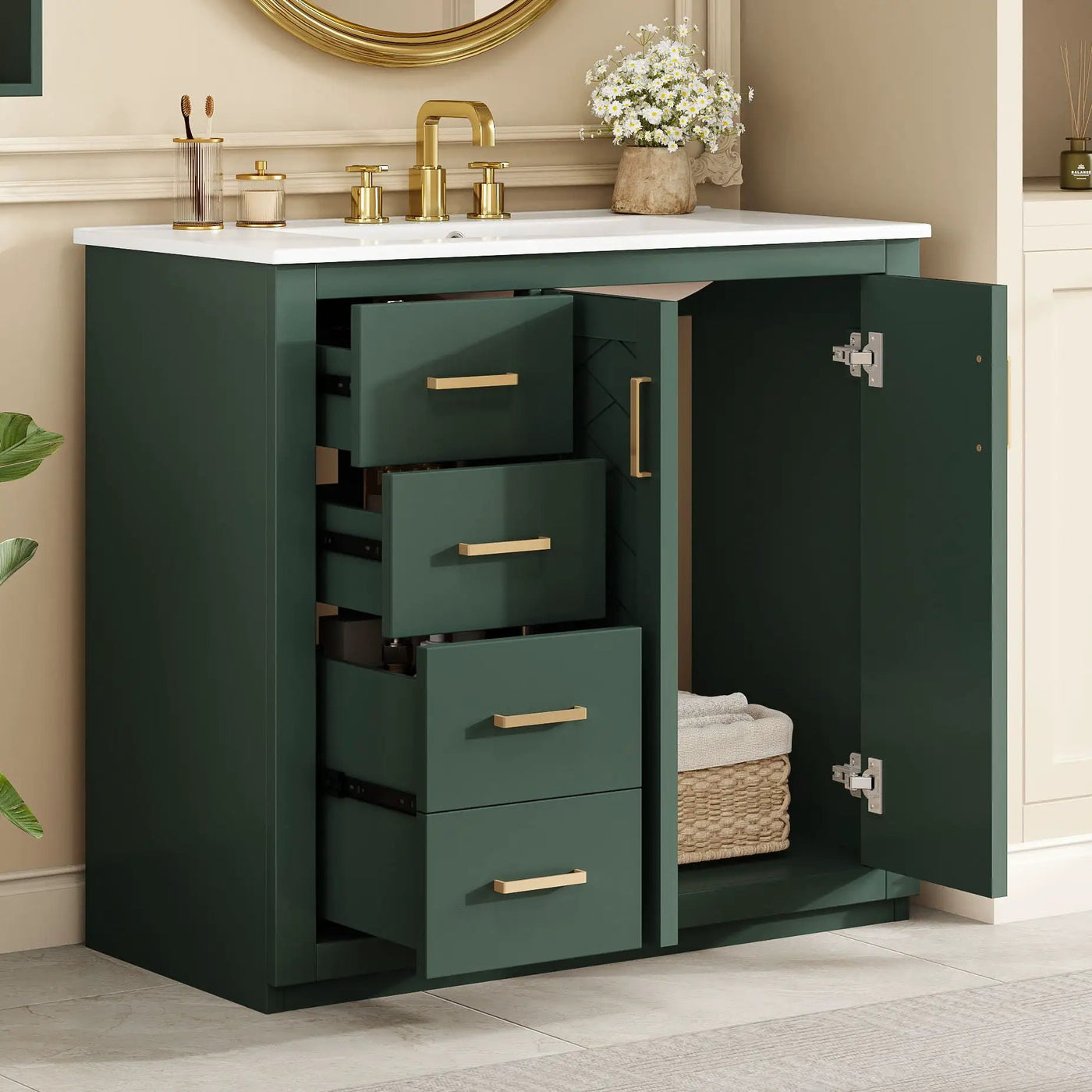 Bathroom Vanity With Sink Combo, Storage Cabinet, Freestanding Set With 3 Drawers & Soft Closing Doors by HouseOfZazla