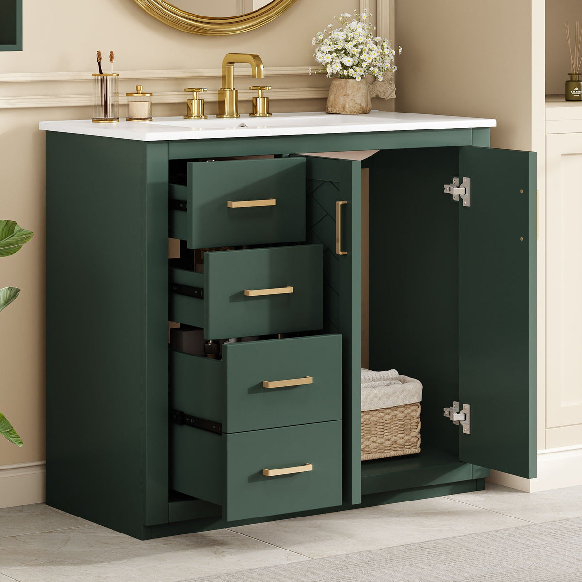 Bathroom Vanity With Sink Combo, Storage Cabinet, Freestanding Set, photo 31 of 31