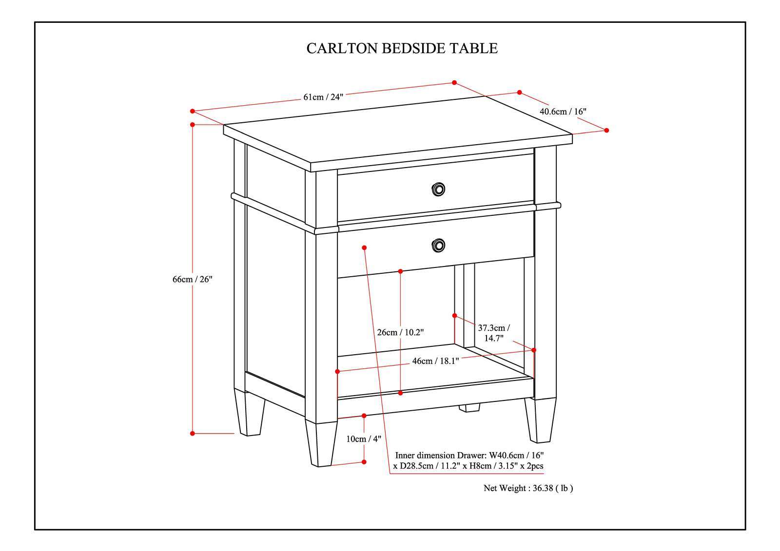 Carlton - Bedside Table - Rustic Natural Aged Brown by HouseOfZazla