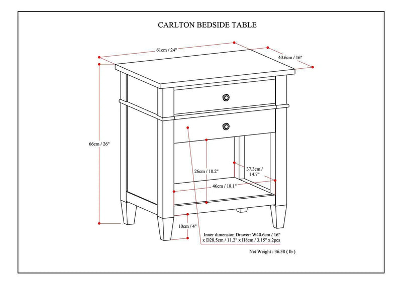 Carlton - Bedside Table, Handcrafted by HouseOfZazla