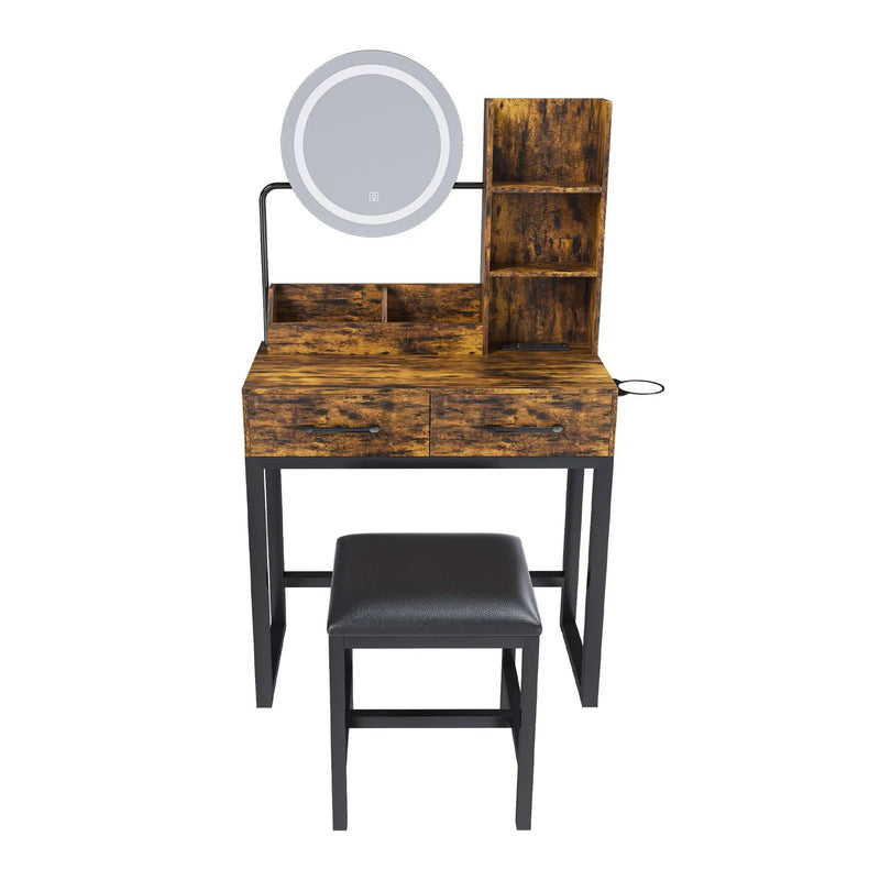 Makeup Vanity Table With LED Lights, 3 Color Options, Power Outlet by Unique Piece Furniture