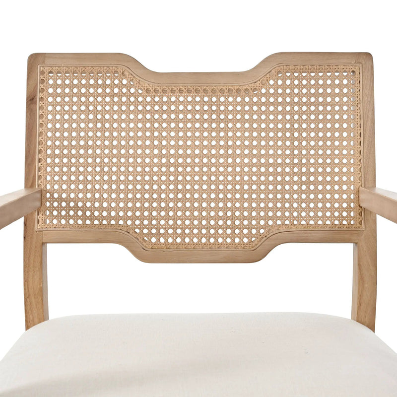 Farmhouse Dining Chairs Set of 2 with Upholstered Seats and Rattan Backrest by HouseOfZazla