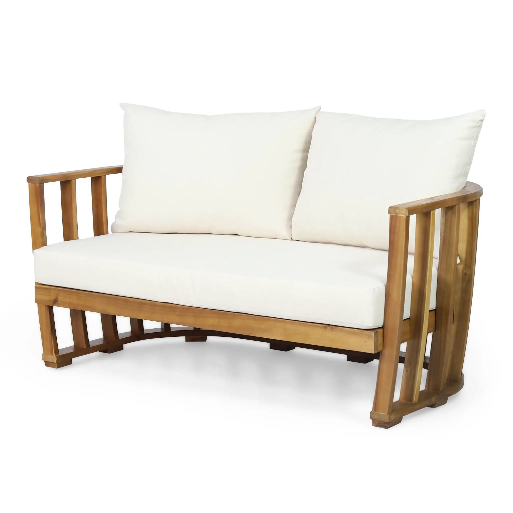 Outdoor Acacia Wood Loveseat and Coffee Table Set with Cushions by HouseOfZazla