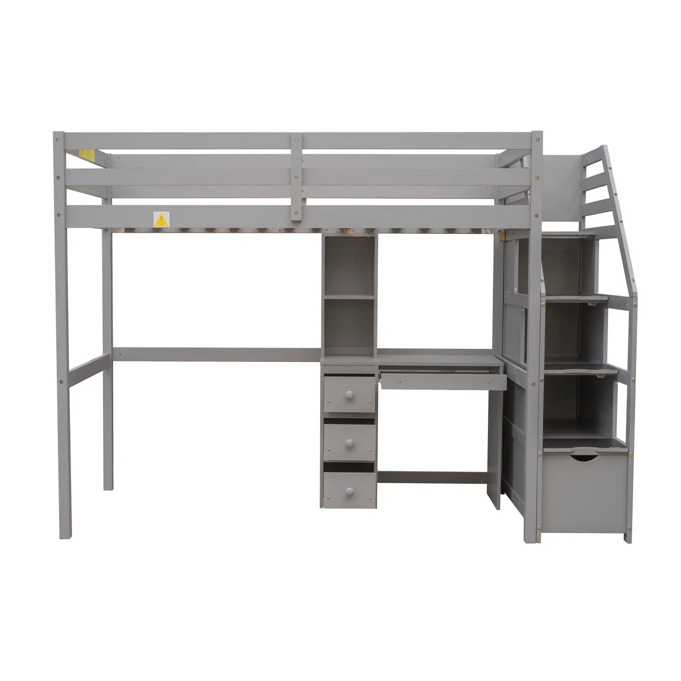 Loft Bed With Stand Alone Bed, Storage Staircase, Desk, Shelves, And Drawers by HouseOfZazla