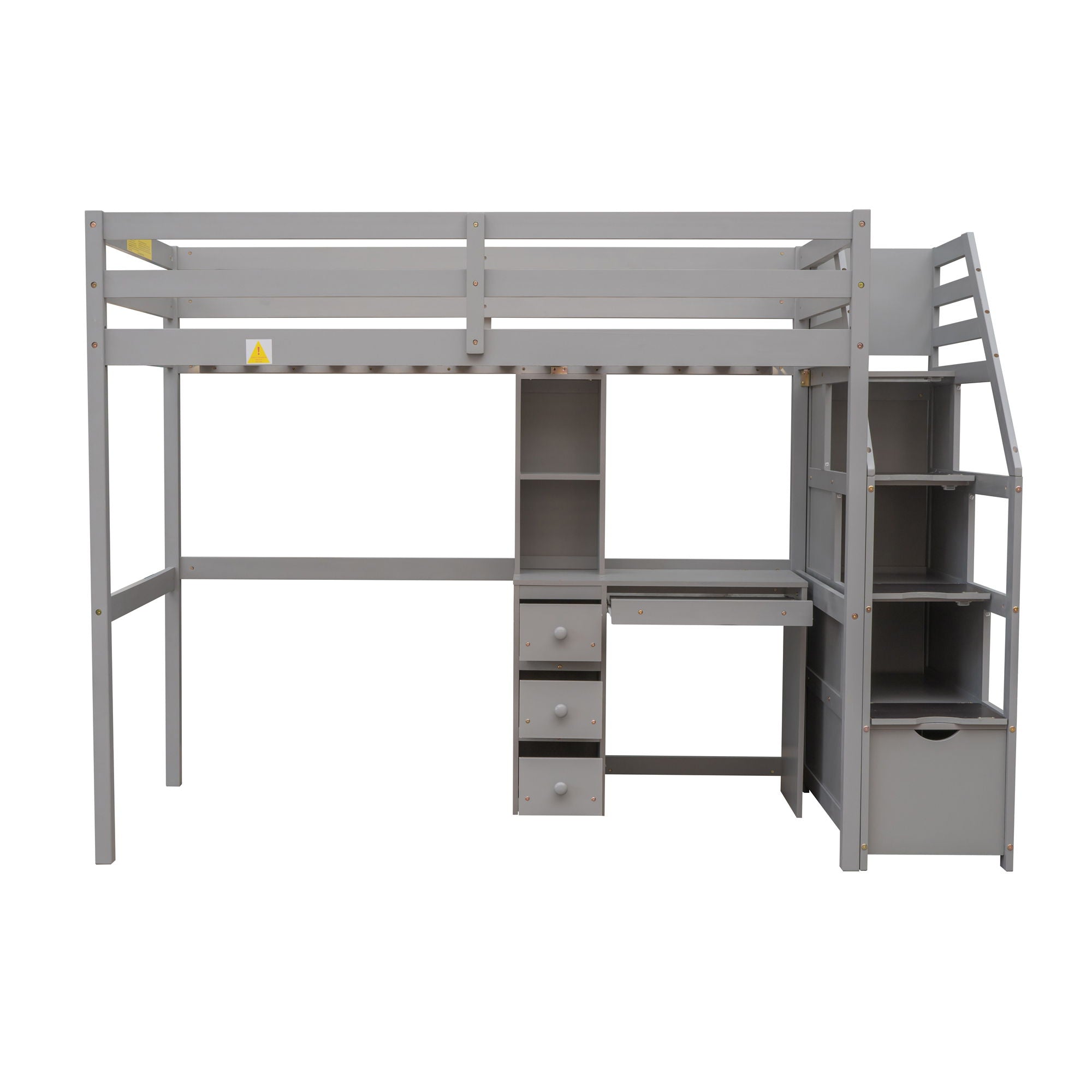 Loft Bed With Stand Alone Bed, Storage Staircase, Desk, Shelves, And Drawers by HouseOfZazla