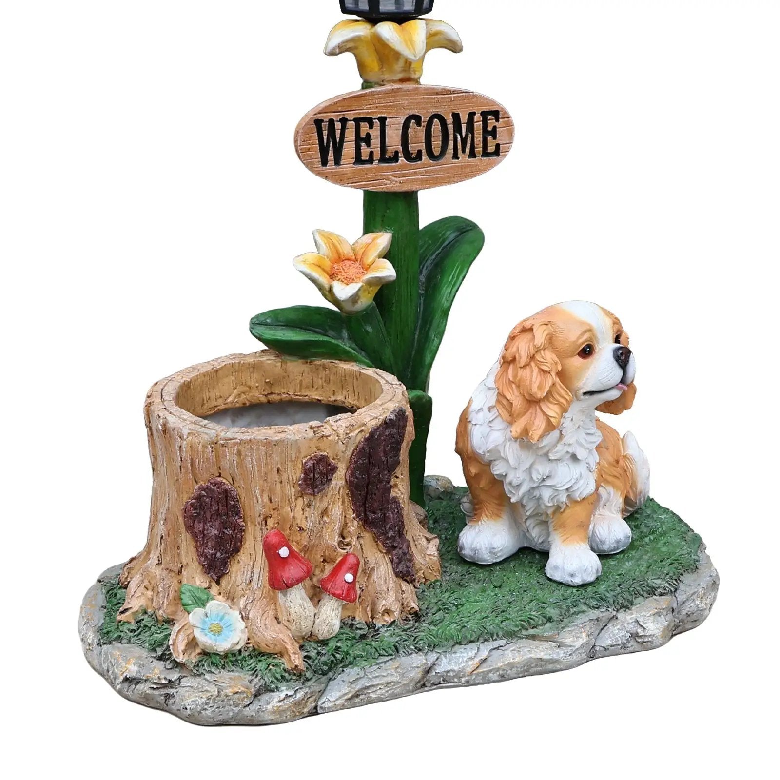 Sitting Dog Solar Lantern Planter Statue by HouseOfZazla