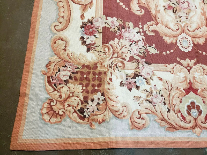 6' X 9' Vintage Handmade Chinese Needlepoint Wool Rug Flat Weave by Jewel Rugs