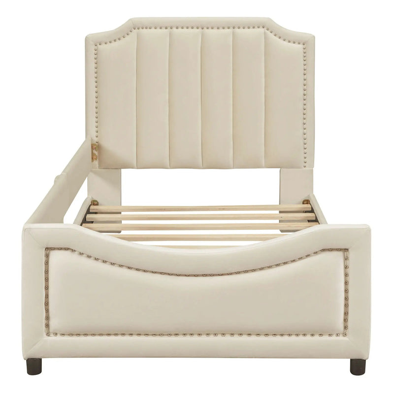 Upholstered Daybed With Classic Stripe Shaped Headboard by HouseOfZazla
