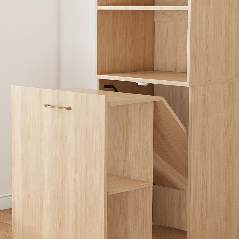 Stretchable Office Desk With Storage Shelves And Mobile Wheels