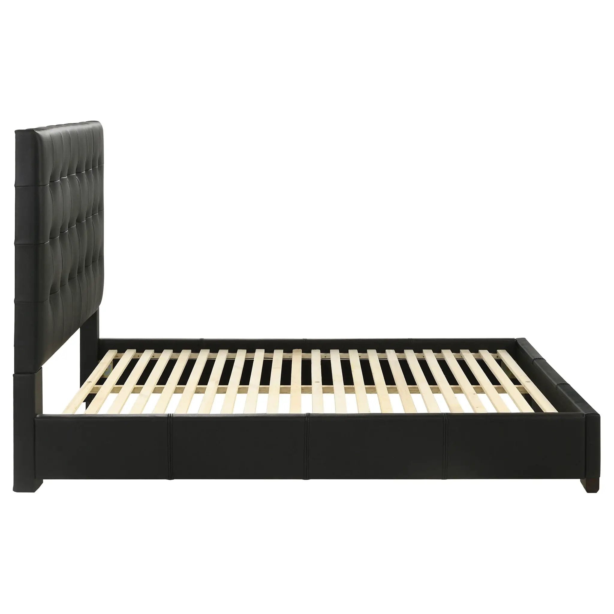 Medley Genuine Leather Queen Panel Platform Bed Black by Unique Piece Furniture