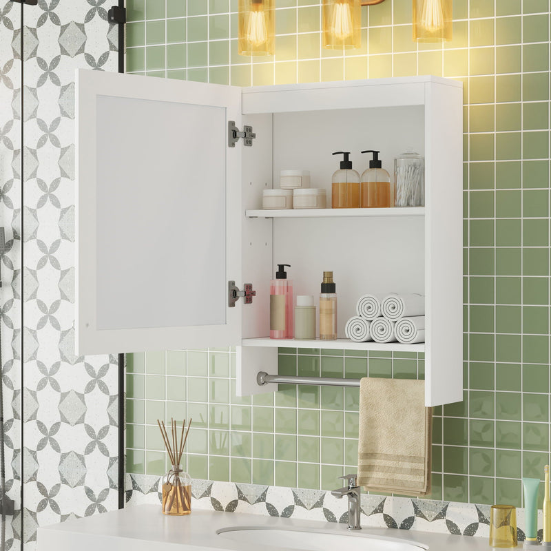 3 in 1 Wall Mounted Bathroom Mirror Cabinet with Adjustable Shelf - White, photo 4 of 4