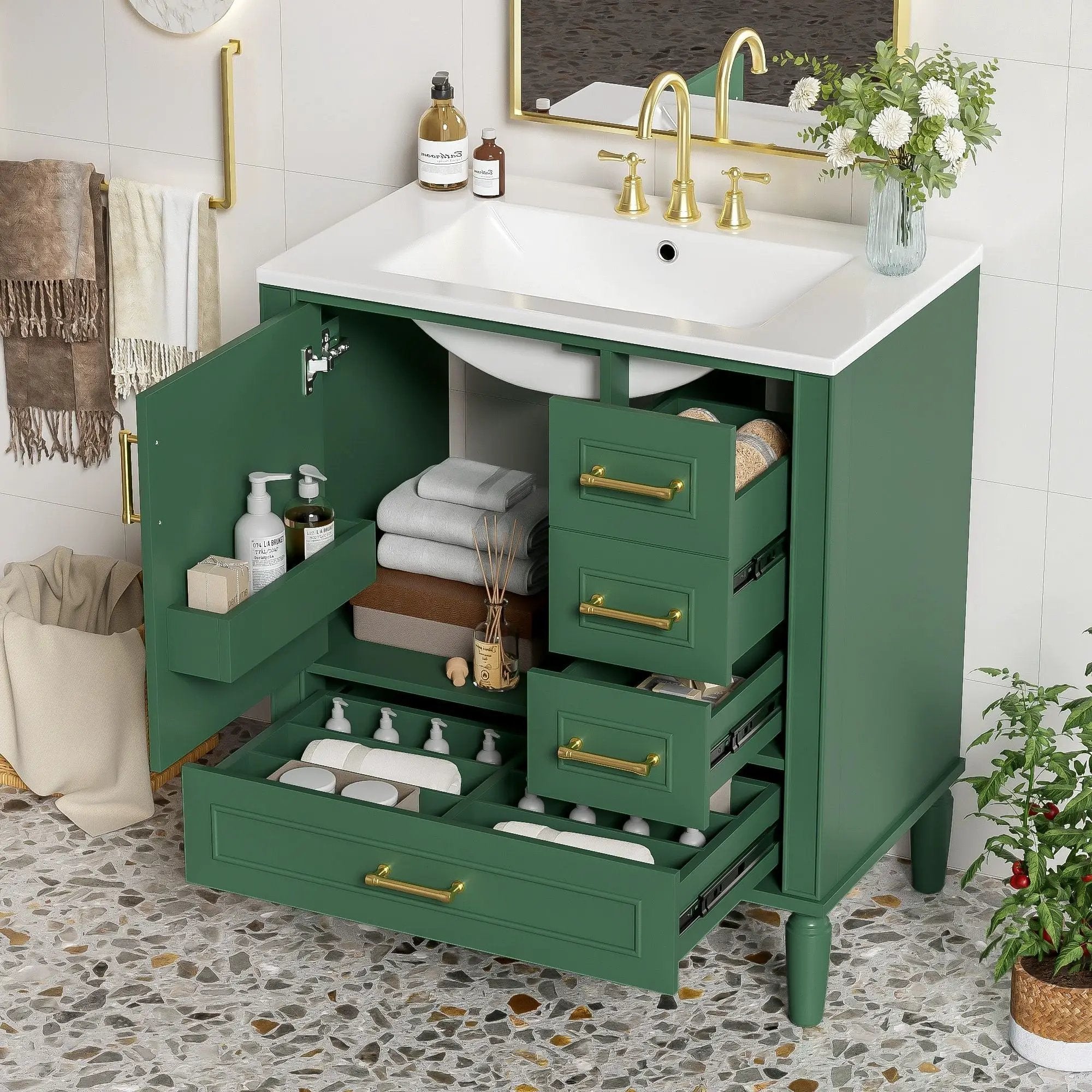 Traditional Bathroom Vanity Set With Soft Close Doors by Unique Piece Furniture