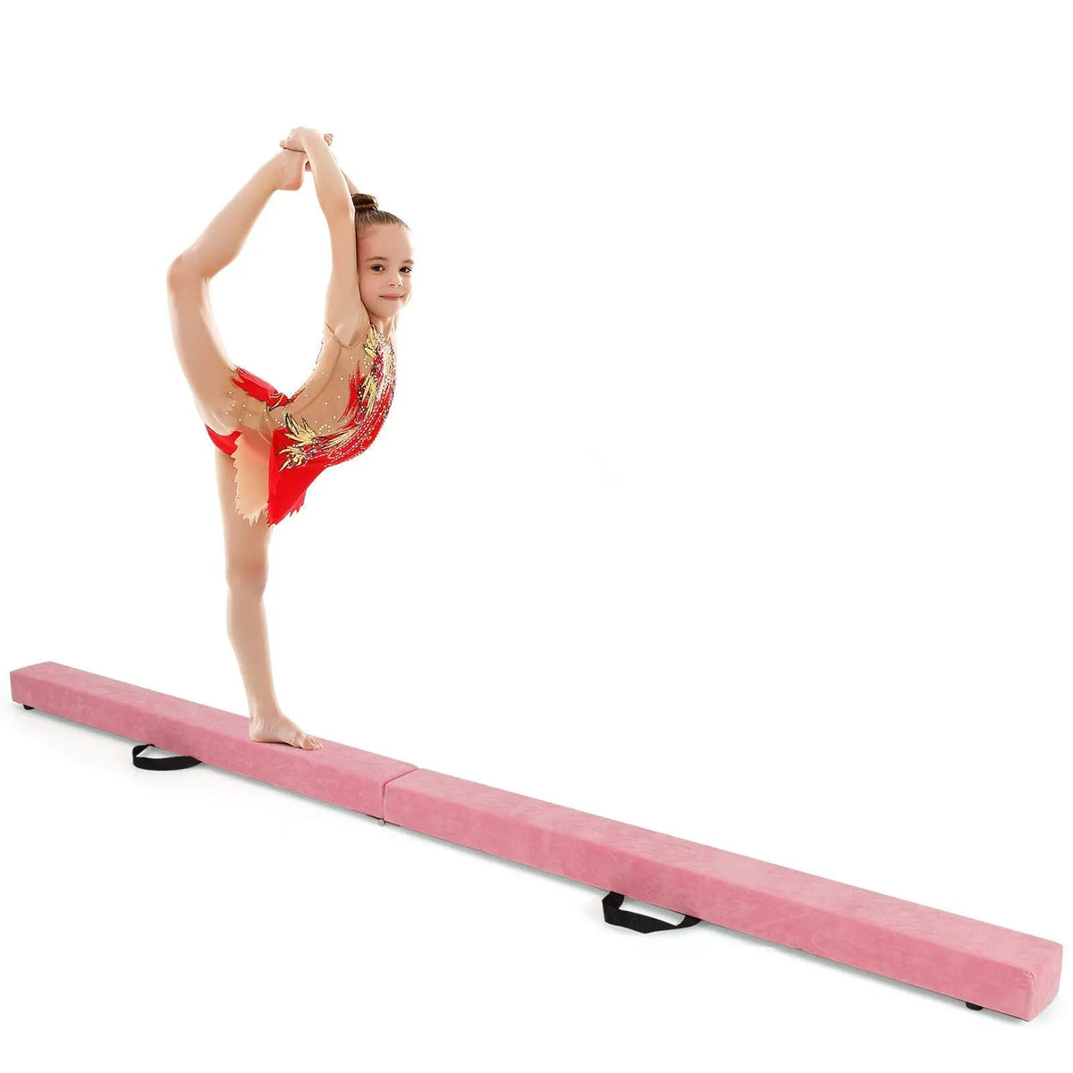 7 Feet Folding Portable Floor Balance Beam with Handles for Gymnasts by DirectDeals