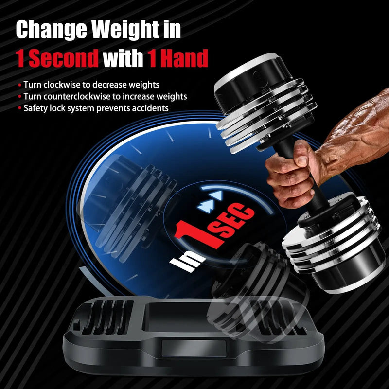 5-in-1 Weight Adjustable Dumbbell with Anti-Slip Fast Adjust Turning Handle by DirectDeals