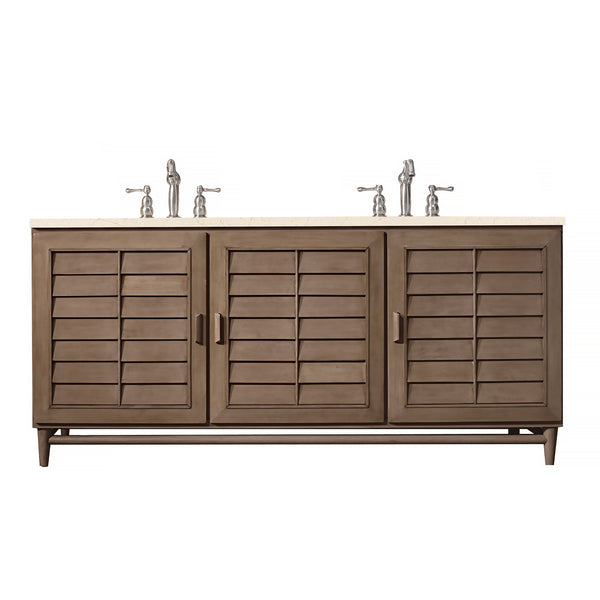 James Martin Portland 72" Double Bathroom Vanity, Whitewashed Walnut