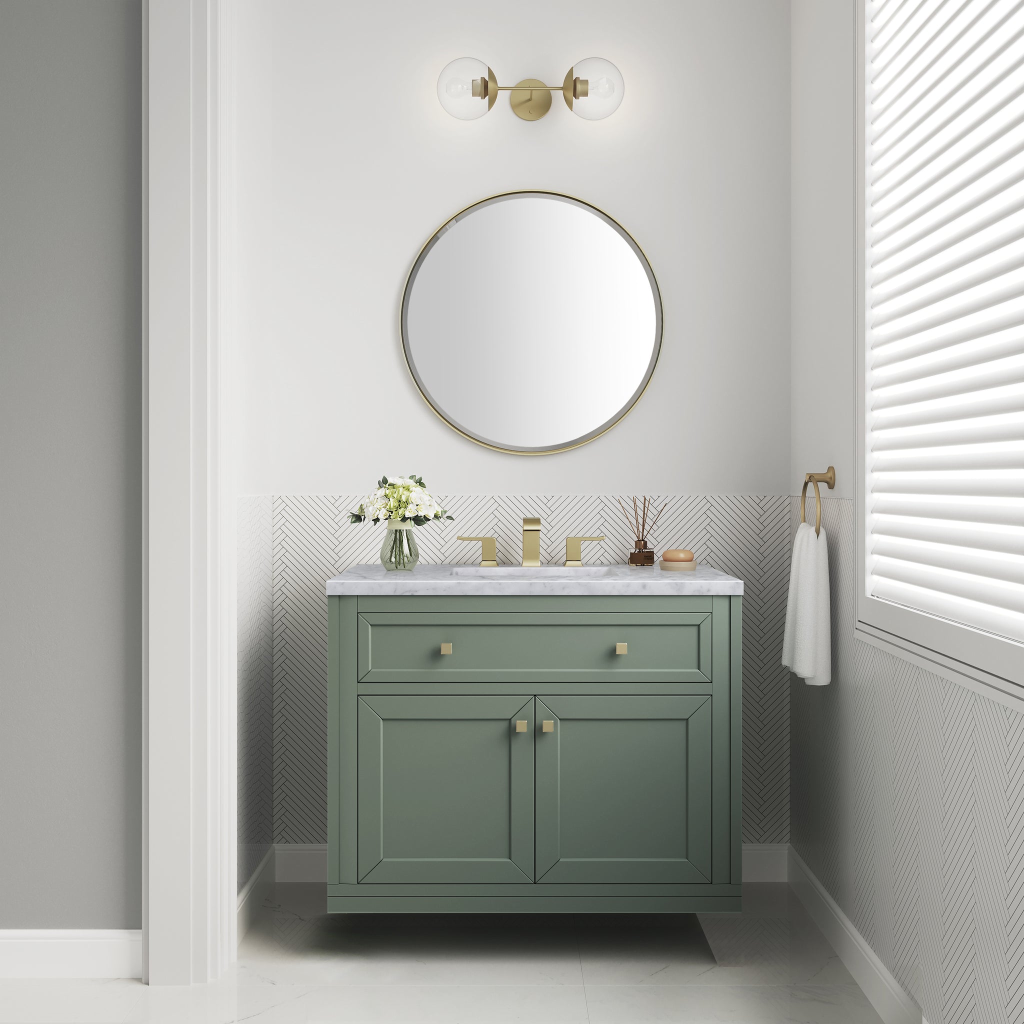 James Martin Chicago 36" Single Bathroom Vanity, Smokey Celadon, view 36