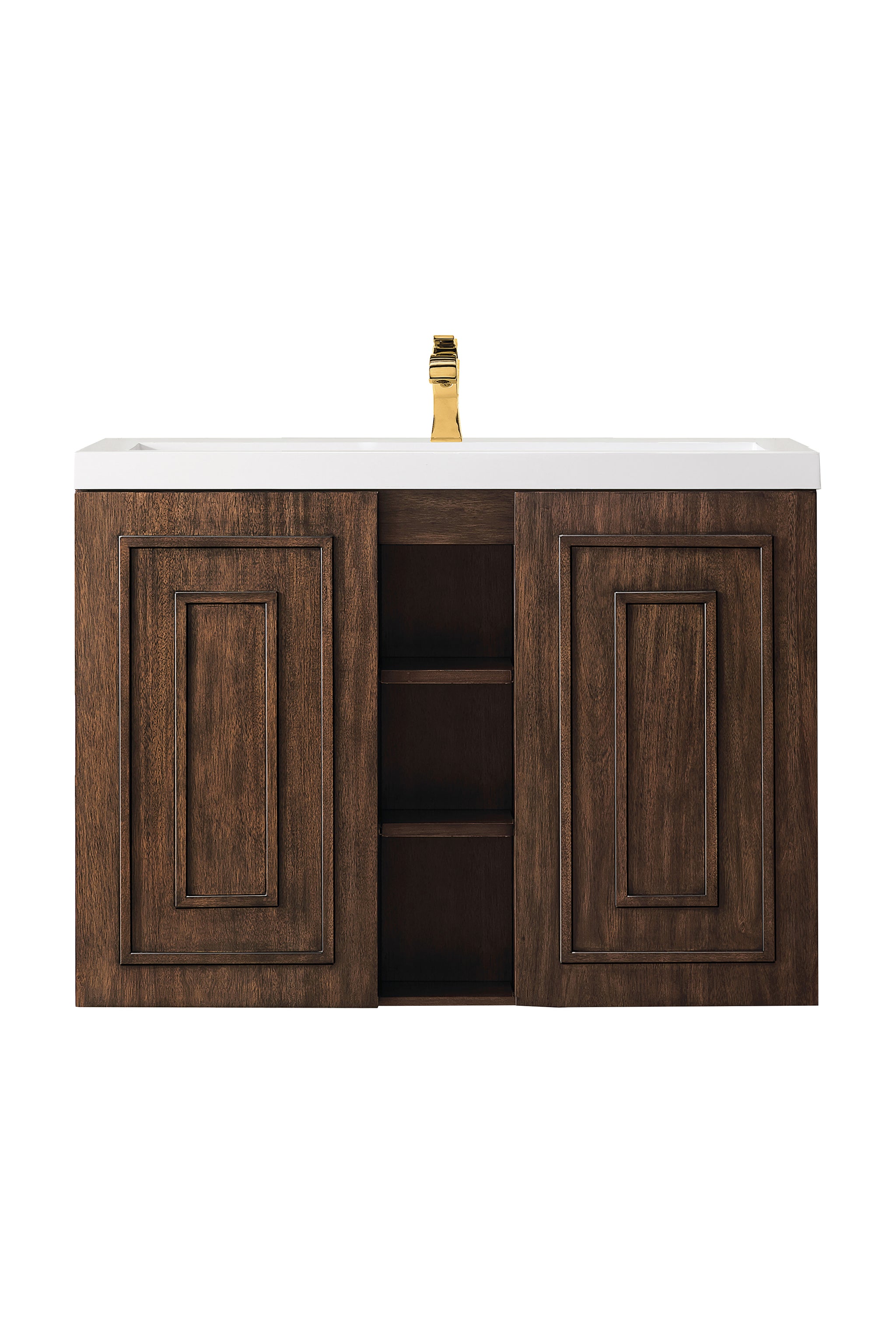 James Martin Alicante' 39.5" Floating Single Bathroom Vanity, Mid-Century Acacia by James Martin