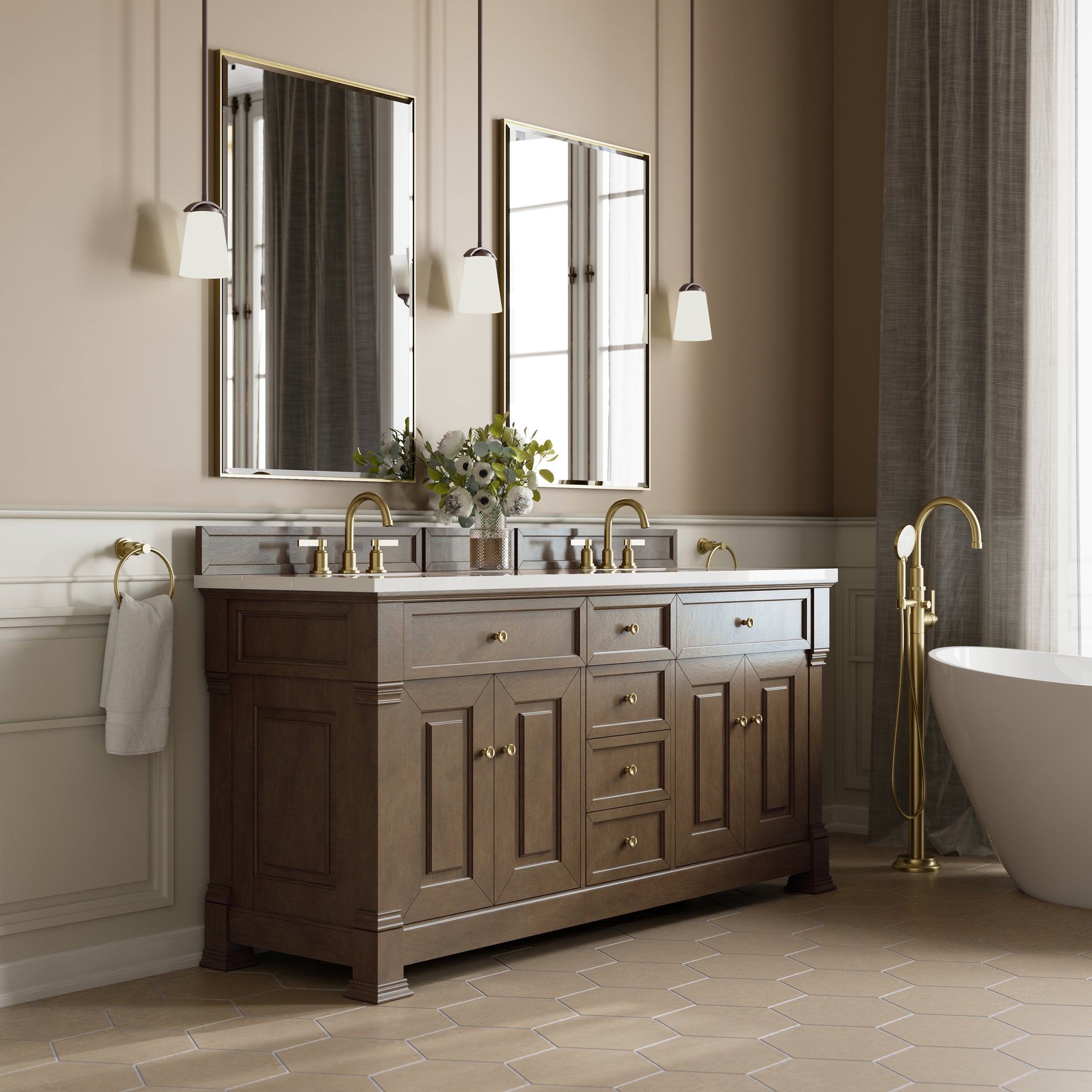 James Martin Brookfield 72" Double Bathroom Vanity, Pecan, view 24