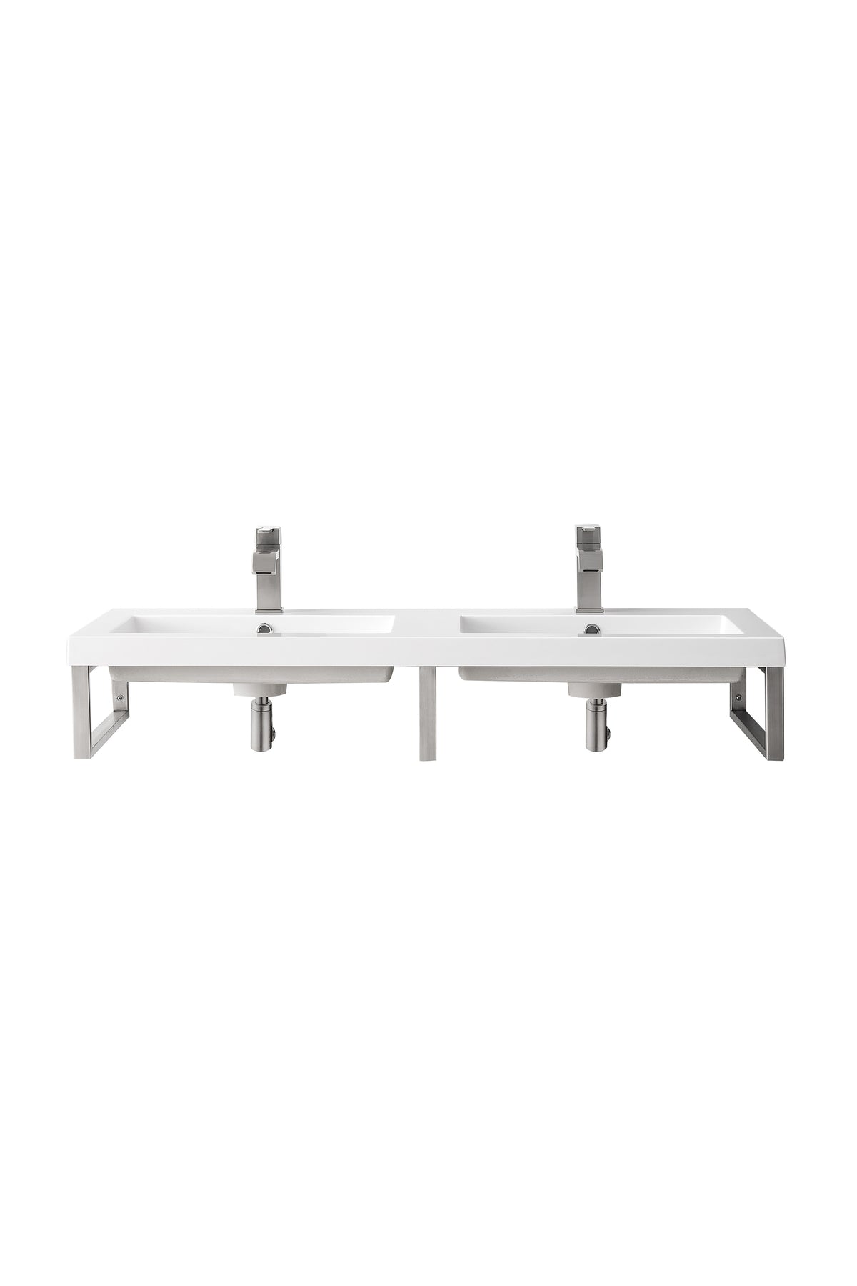 James Martin Boston 18" Floating Wall Bracket, Brushed Nickel with White Glossy (47" Top) countertop