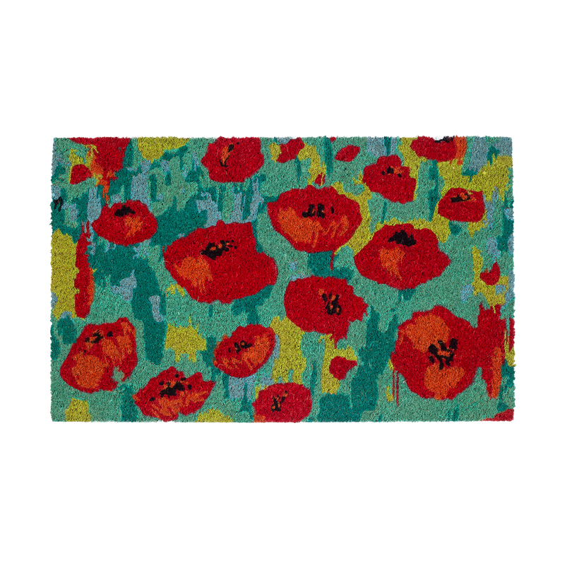 Field of Poppies - Red Multi Coir Doormat by Fab Habitat