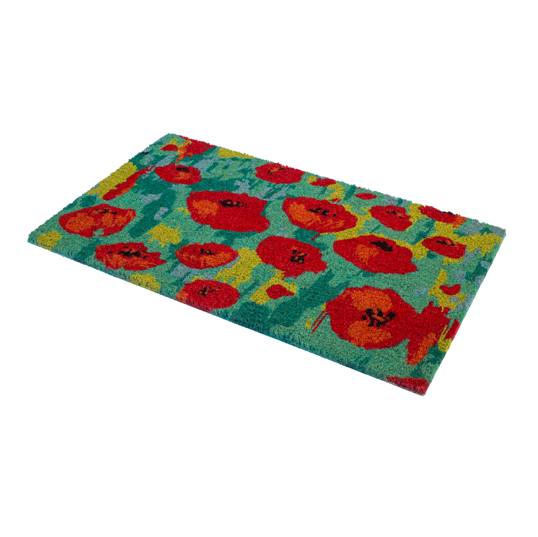 Field of Poppies - Red Multi Coir Doormat by Fab Habitat