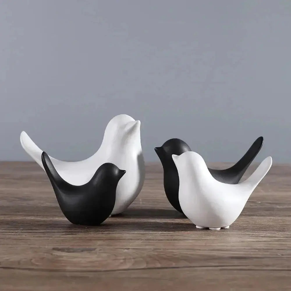 Minimalist White Ceramic Bird Figurine Tabletop Decor by House Of Avana