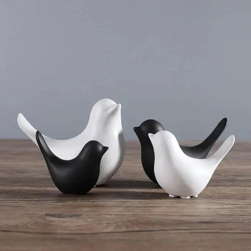 Minimalist White Ceramic Bird Figurine Tabletop Decor by House Of Avana