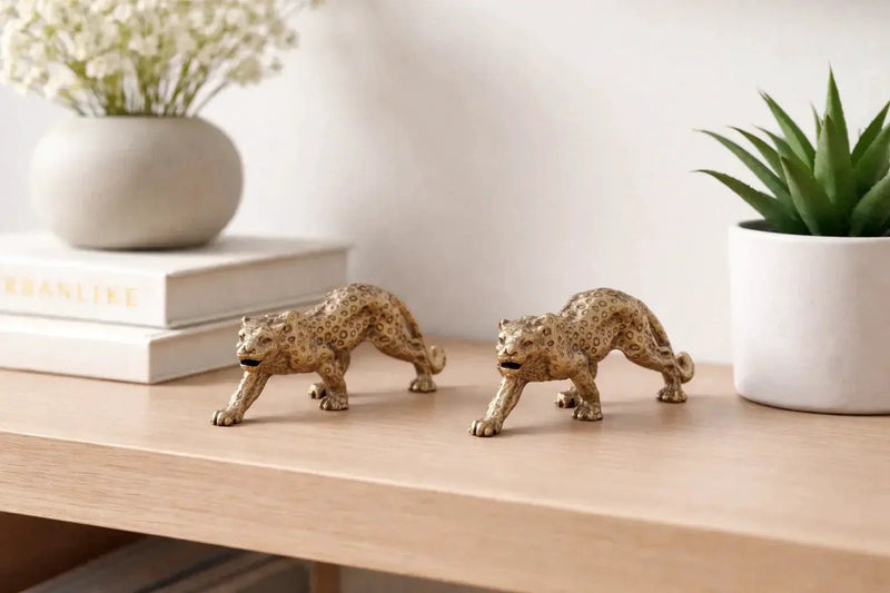 Mini Brass Leopard Figurine Vintage Style for Your Home and Office by House Of Avana