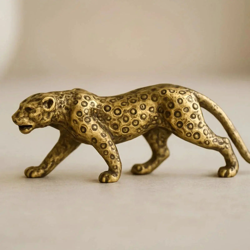 Mini Brass Leopard Figurine Vintage Style for Your Home and Office by House Of Avana