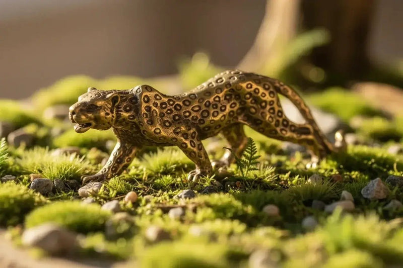 Mini Brass Leopard Figurine Vintage Style for Your Home and Office by House Of Avana