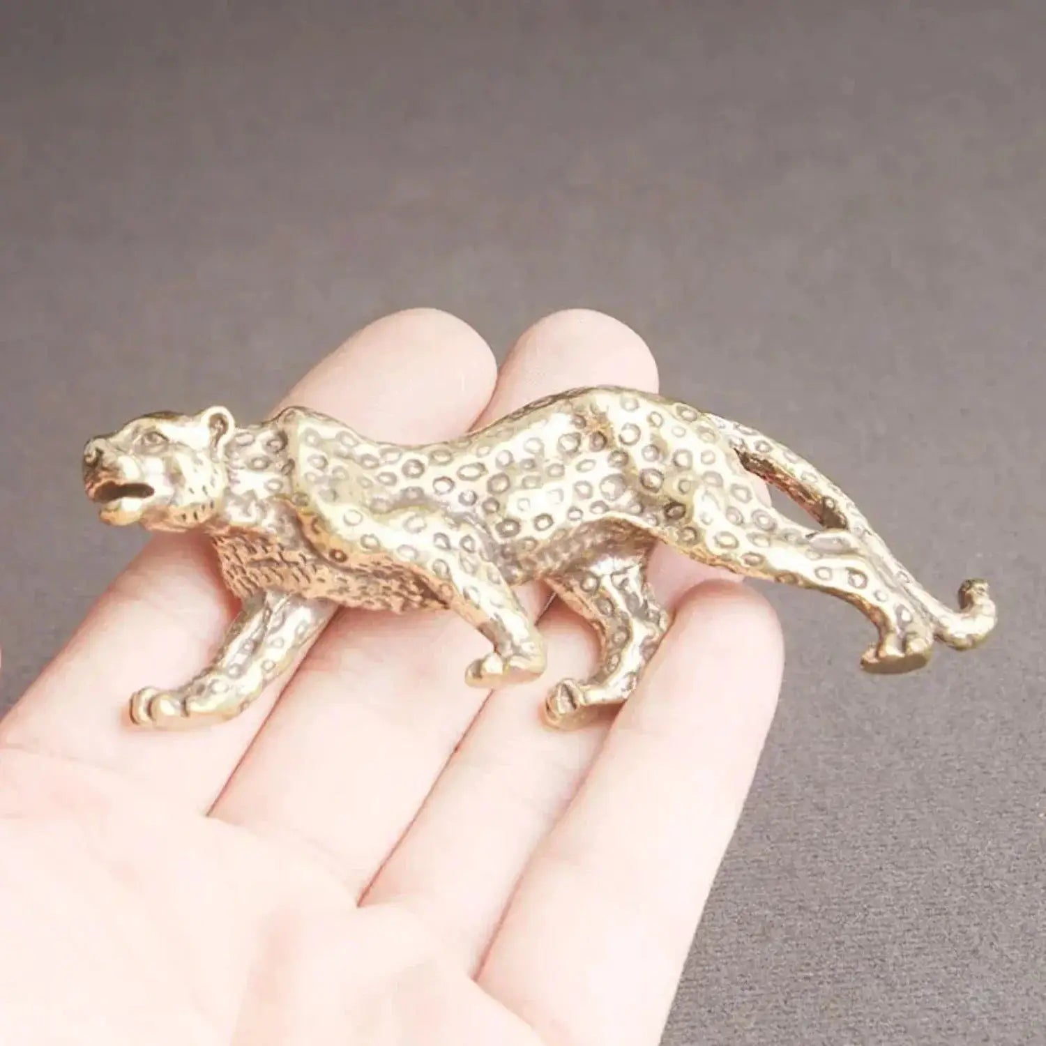 Mini Brass Leopard Figurine Vintage Style for Your Home and Office by House Of Avana