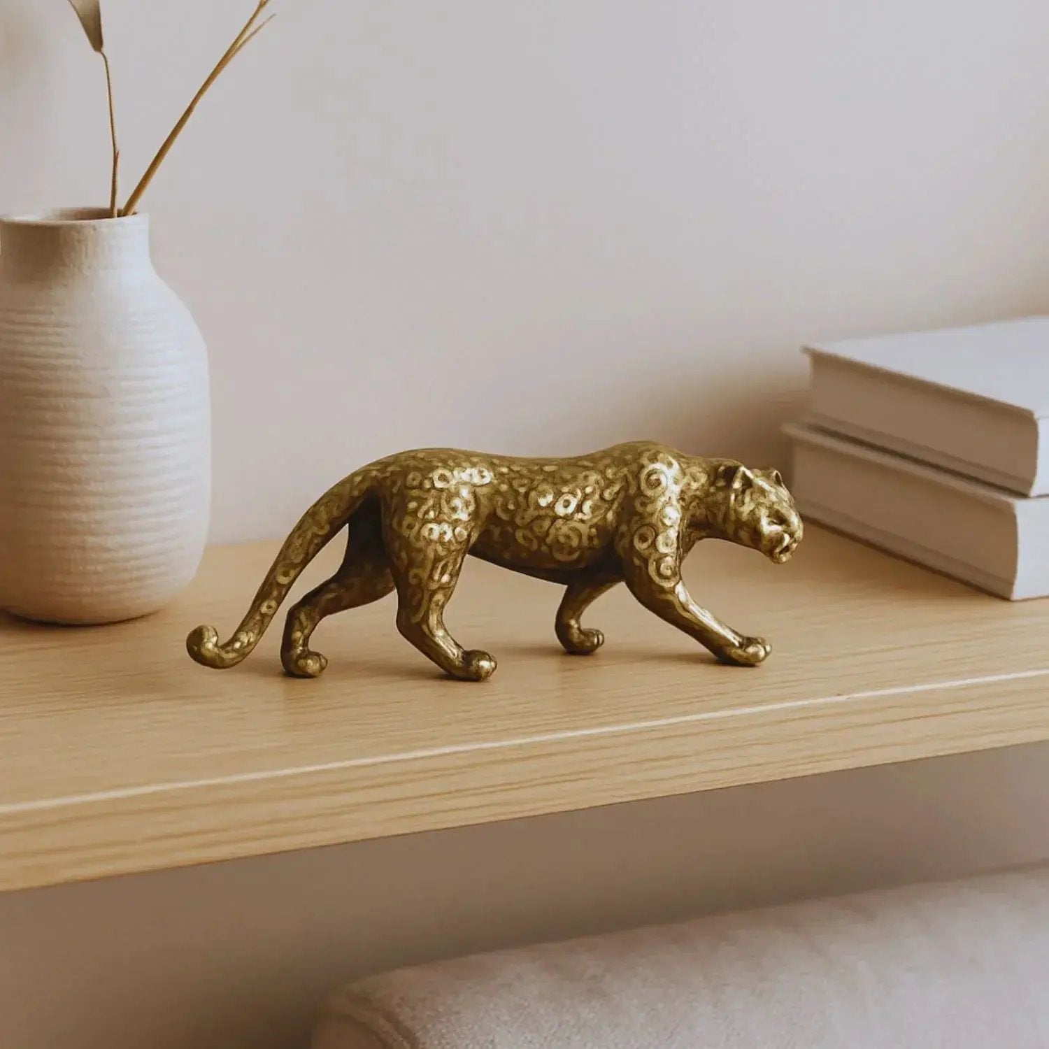 Mini Brass Leopard Figurine Vintage Style for Your Home and Office by House Of Avana