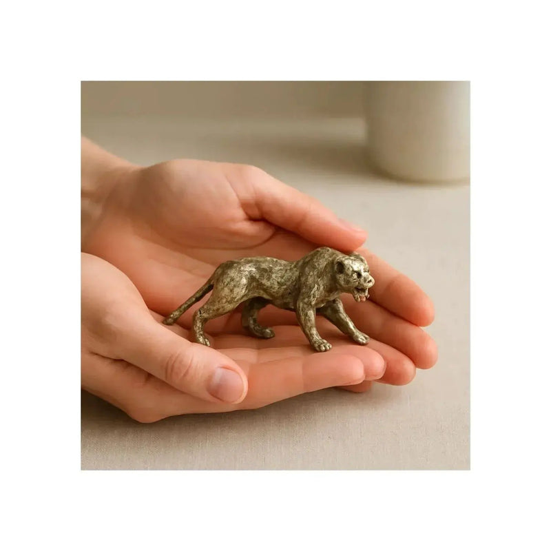 Mini Brass Leopard Figurine Vintage Style for Your Home and Office by House Of Avana