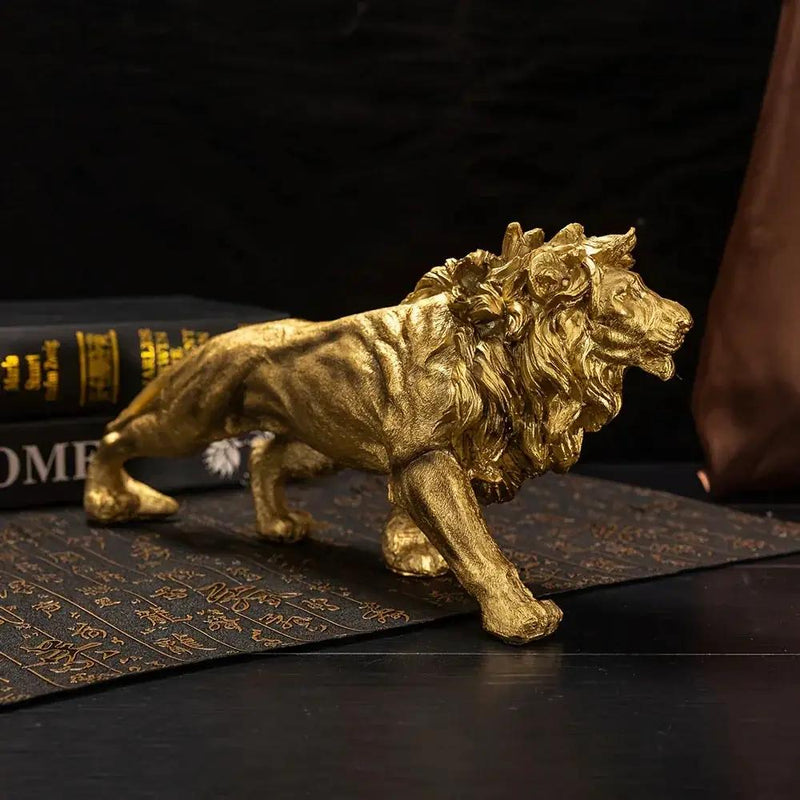 Majestic Walking Lion Sculpture – Antique Bronze Decorative Figurine by House Of Avana