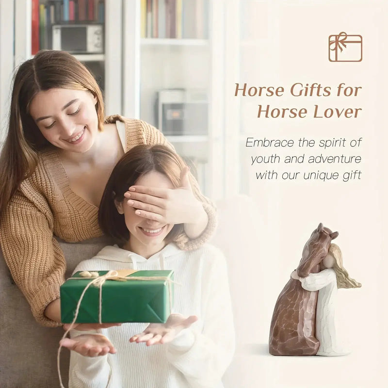Figurine - Decorative Girl Horse Statue by House Of Avana