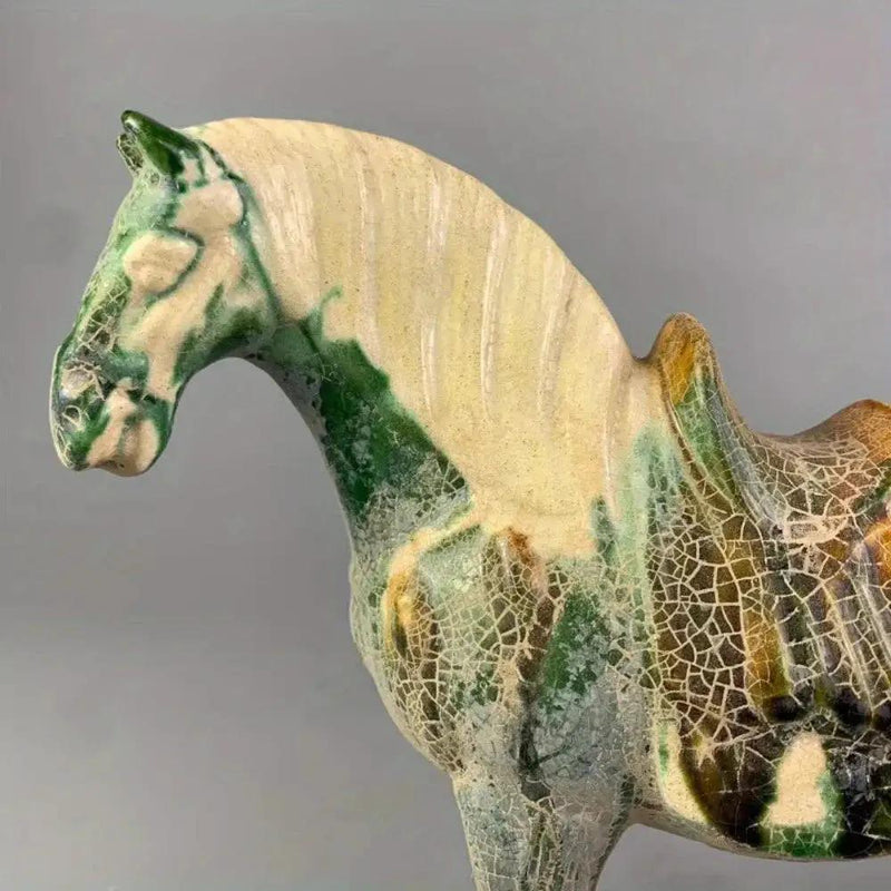 Horse Figurine with Green Crackle Glaze for Your Home Decor by House Of Avana