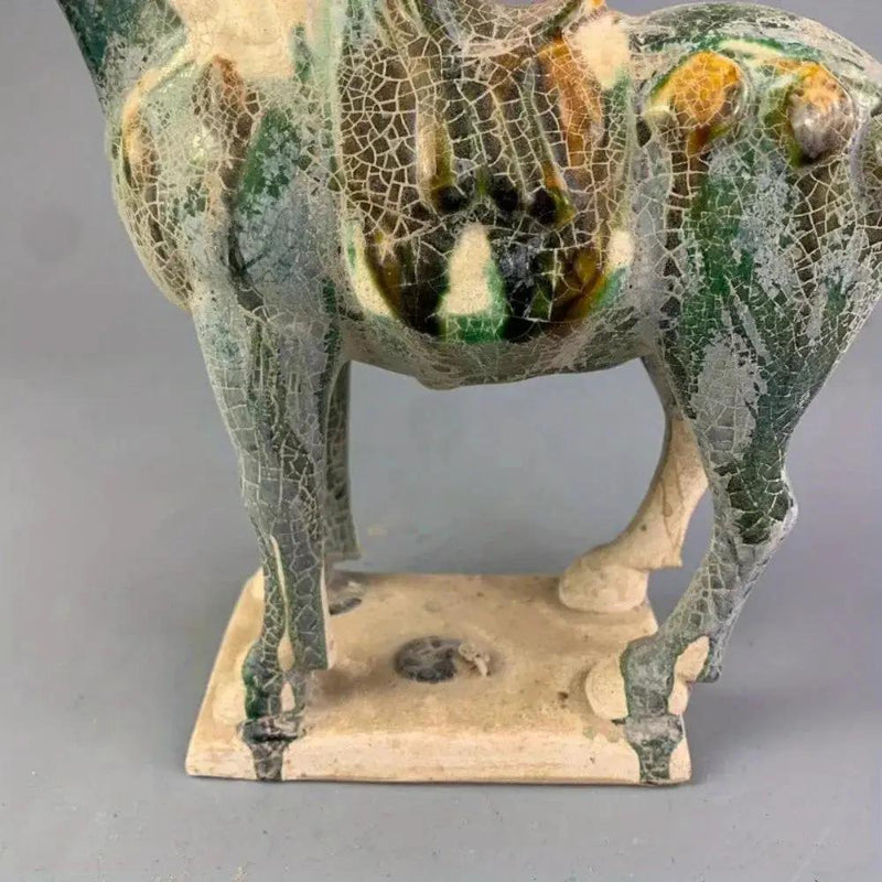 Horse Figurine with Green Crackle Glaze for Your Home Decor by House Of Avana