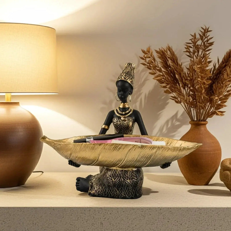 Figurine - Golden African Tray by House Of Avana