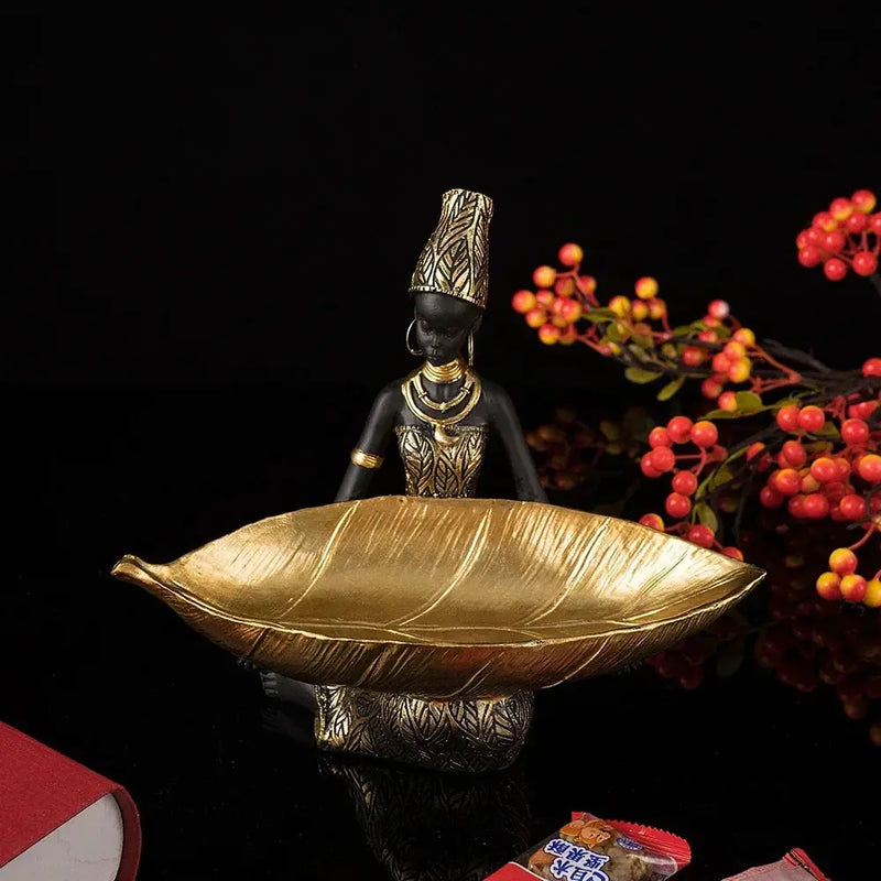 Figurine - Golden African Tray by House Of Avana