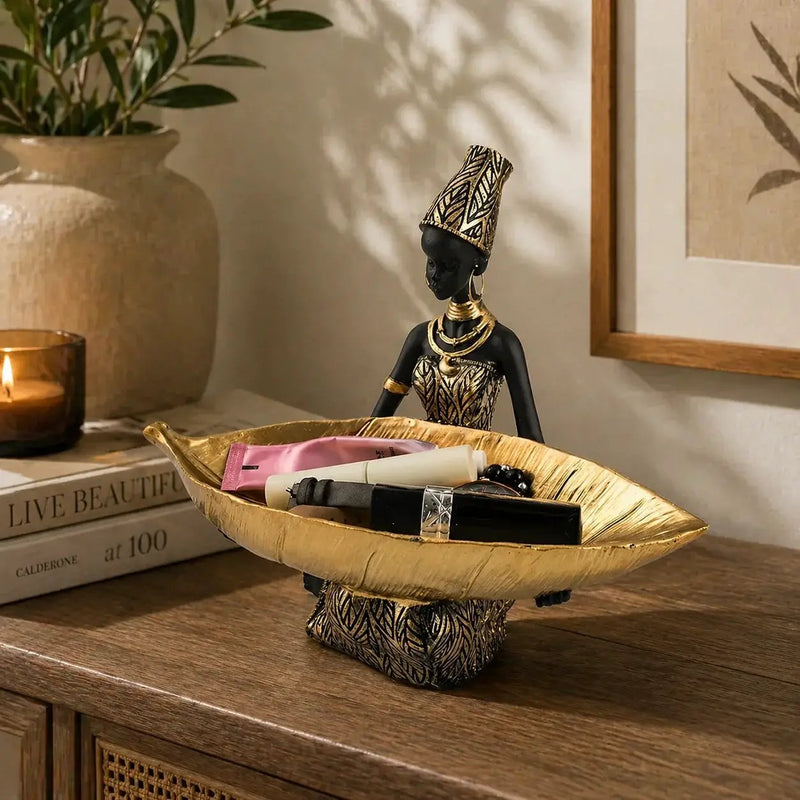 Figurine - Golden African Tray by House Of Avana