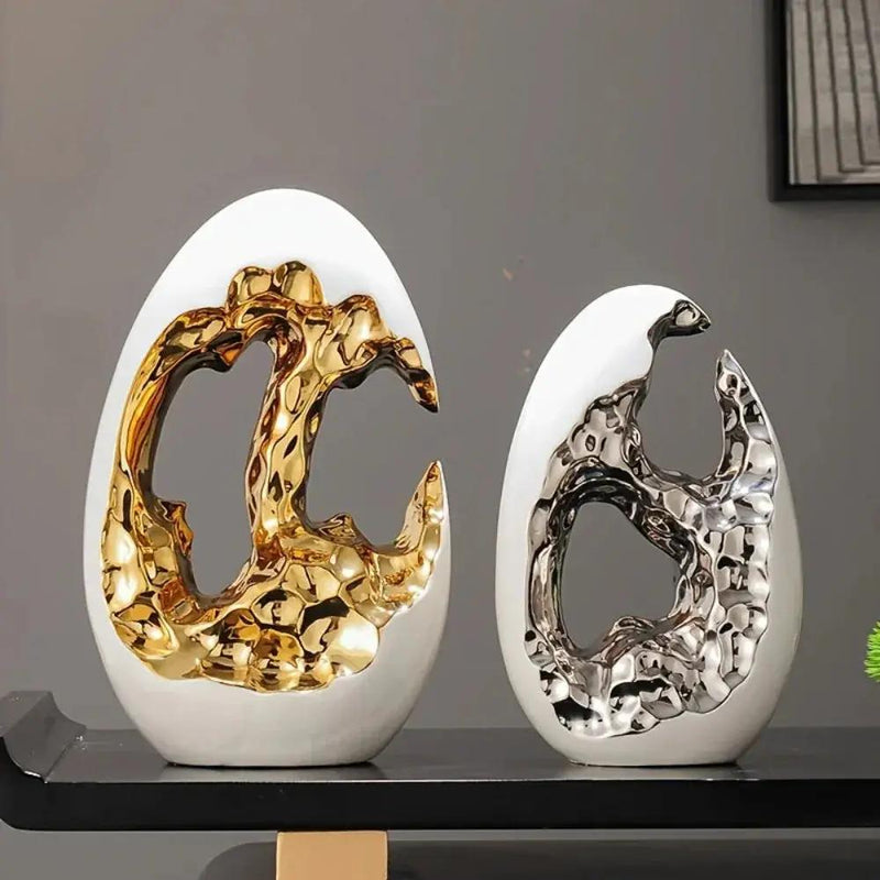 Modern White Figurine with Gold Accents for Your Stylish Home by House Of Avana