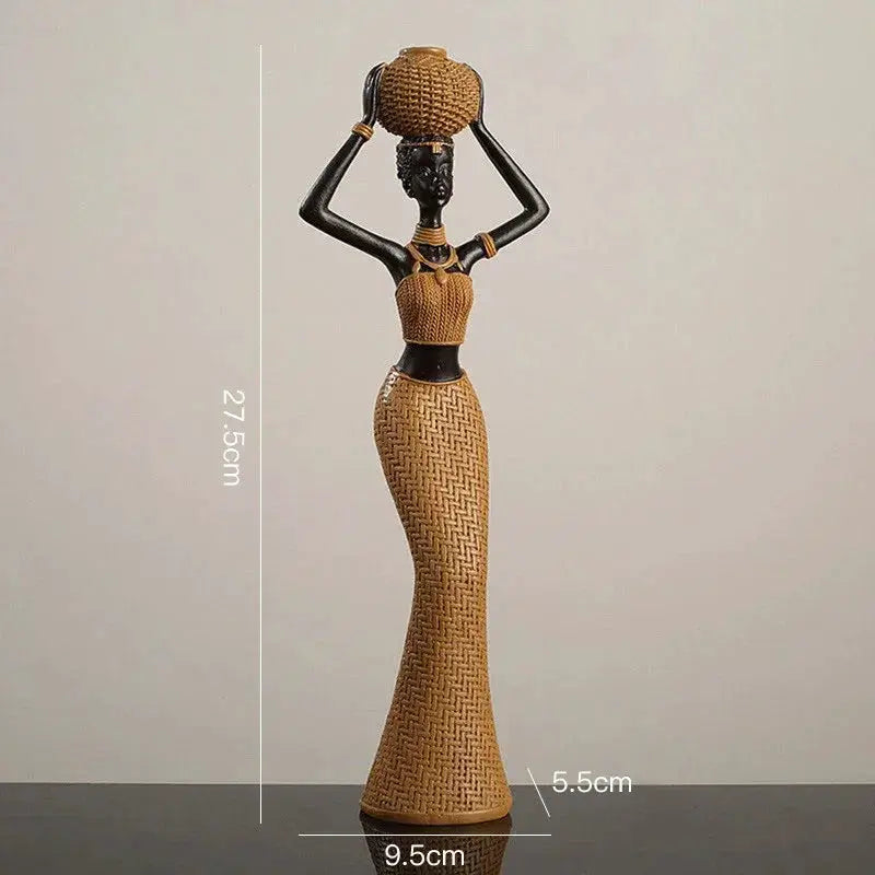 African Tribal Woman Bowl Holder Decorative Statue by House Of Avana