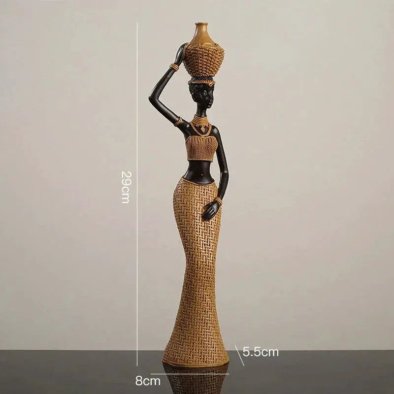 African Tribal Woman Bowl Holder Decorative Statue by House Of Avana