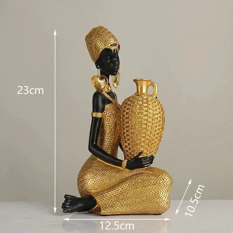 African Tribal Woman Bowl Holder Decorative Statue by House Of Avana