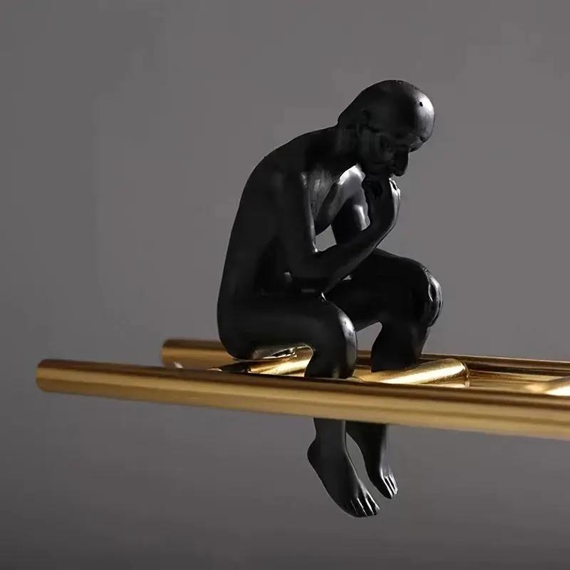 Abstract Ladder Balance Sculpture – Modern Thinker Figurine Table Decor by House Of Avana
