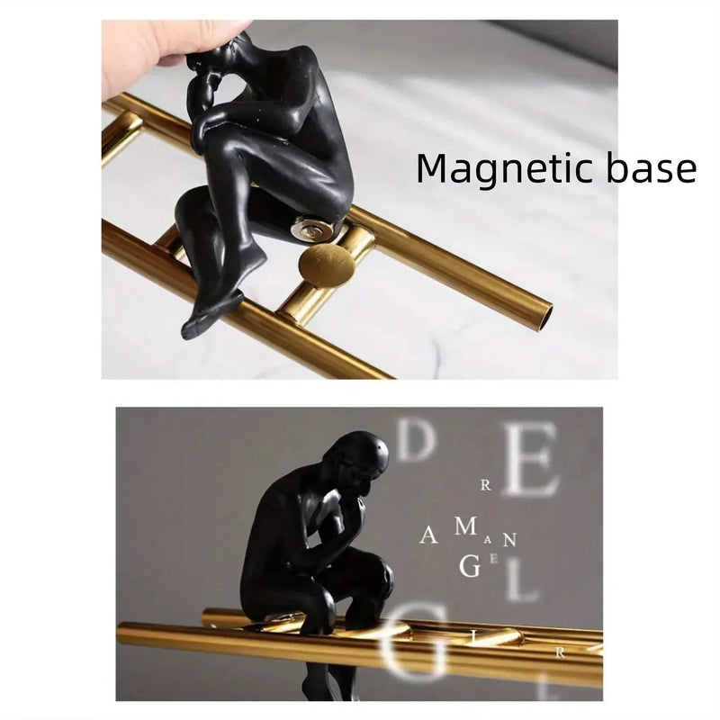 Abstract Ladder Balance Sculpture – Modern Thinker Figurine Table Decor by House Of Avana